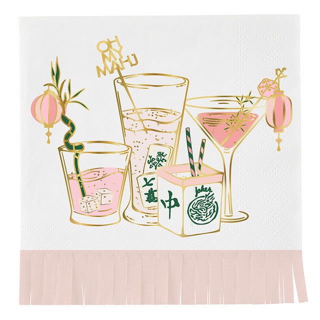 Fringed Cocktail Napkins - Mahjong Cocktails