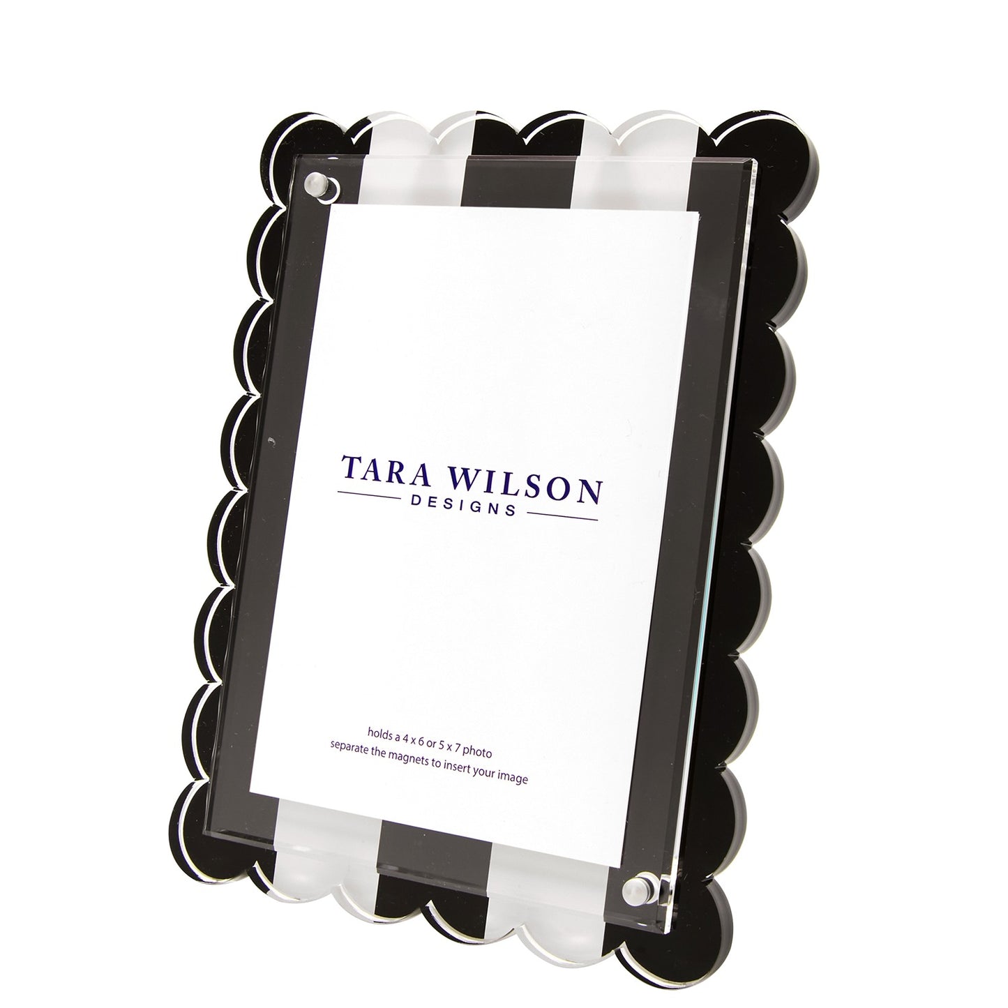 Picture Frame - Scalloped - Black & White Stripe