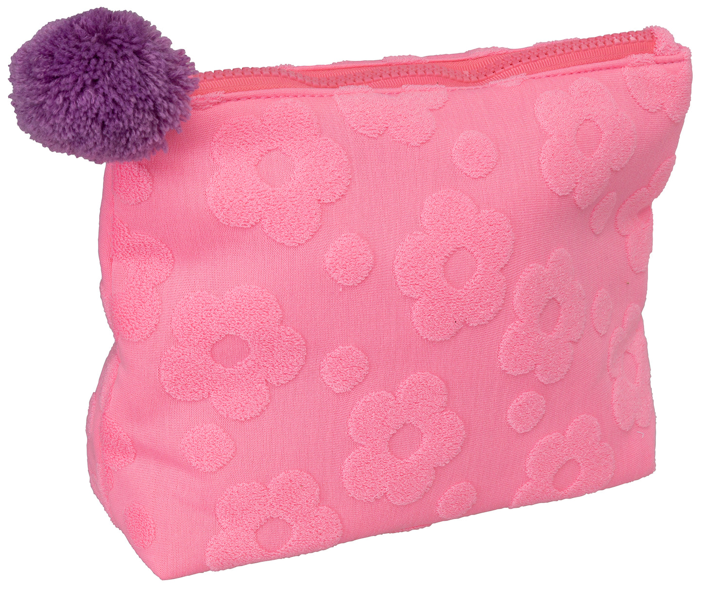 Terry Cloth Cosmetic Bag - Pink Daises