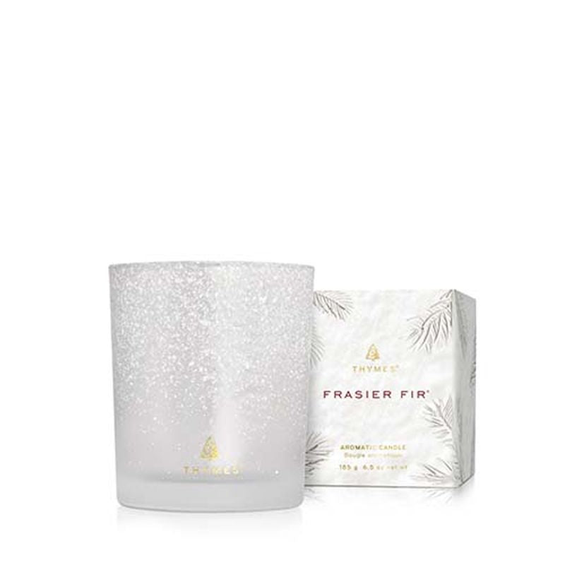 6.5 oz Flocked Poured Candle - Frasier Fir