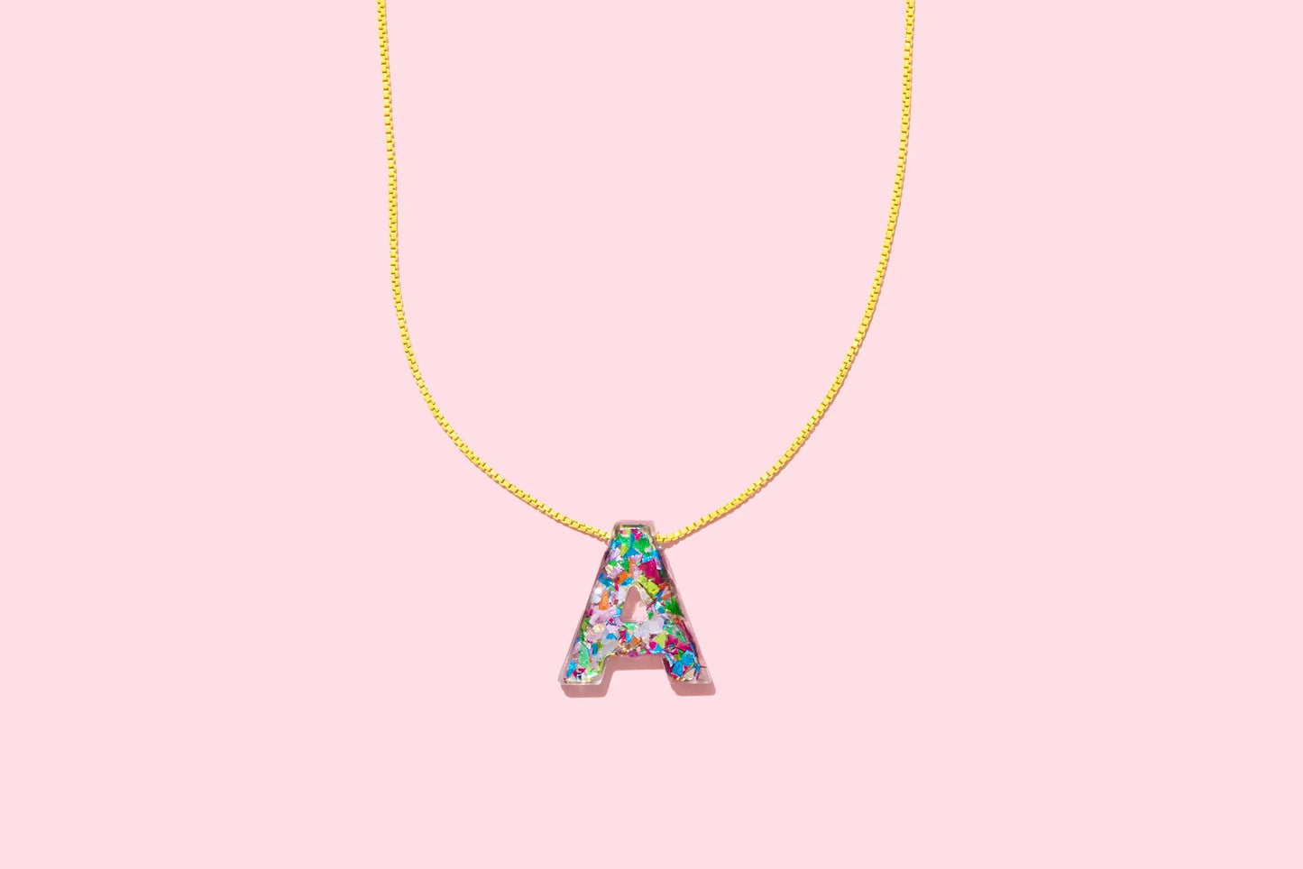 Colorful Confetti Initial Necklace - A
