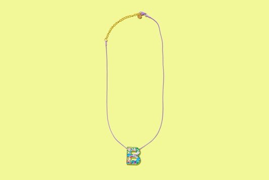 Colorful Confetti Initial Necklace - B