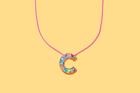 Colorful Confetti Initial Necklace - C