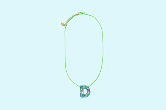 Colorful Confetti Initial Necklace - D
