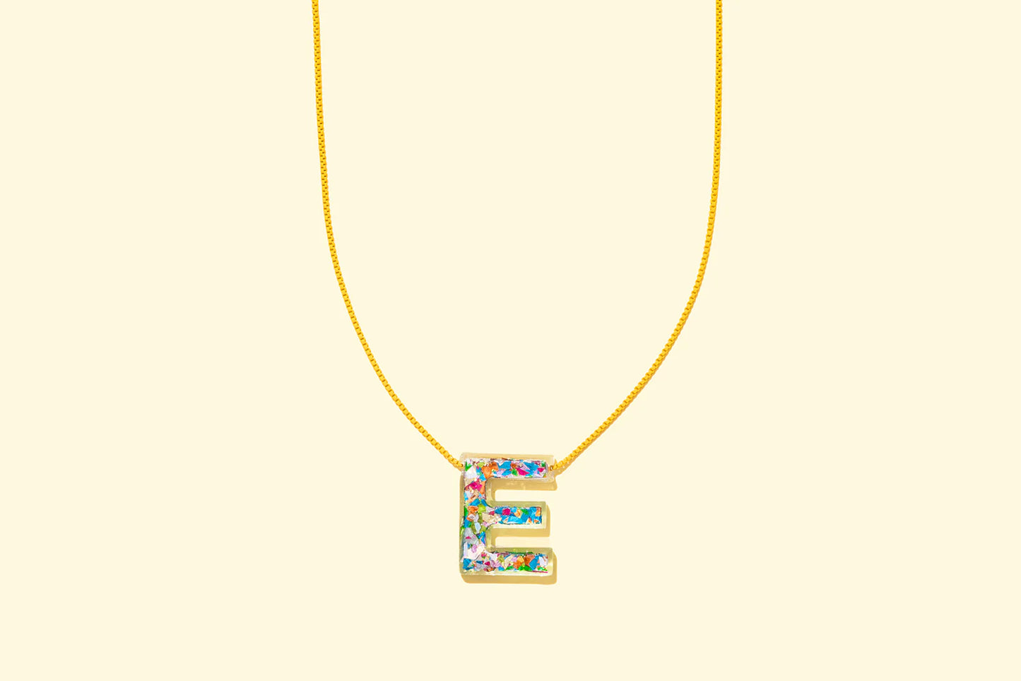 Colorful Confetti Initial Necklace - E
