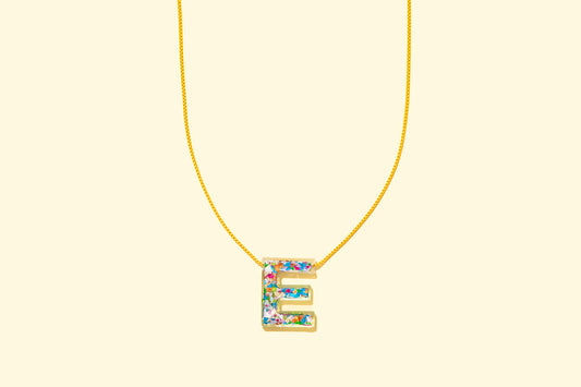 Colorful Confetti Initial Necklace - E