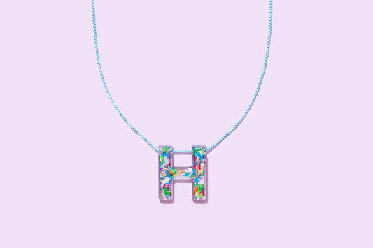 Colorful Confetti Initial Necklace - H