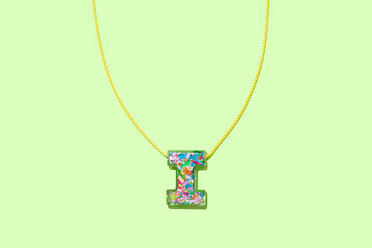 Colorful Confetti Initial Necklace - I