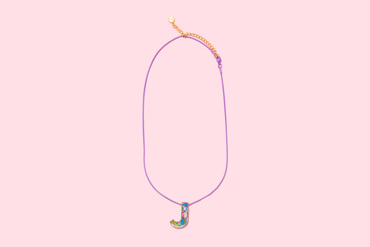 Colorful Confetti Initial Necklace - J