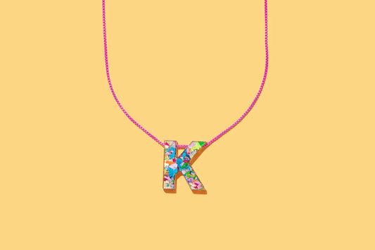 Colorful Confetti Initial Necklace - K