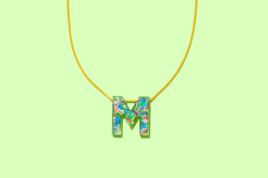 Colorful Confetti Initial Necklace - M
