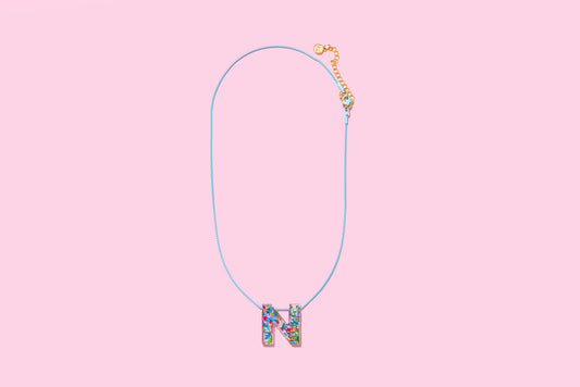 Colorful Confetti Initial Necklace - N