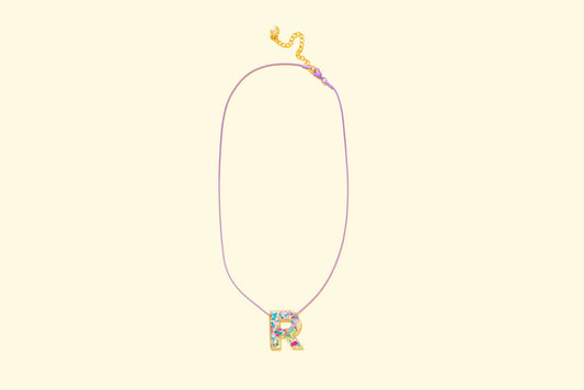 Colorful Confetti Initial Necklace - R