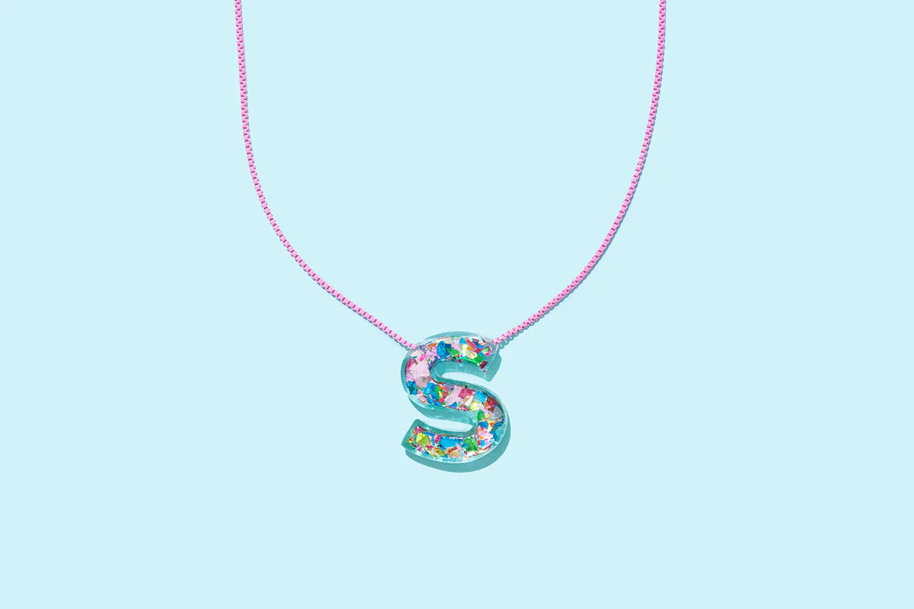 Colorful Confetti Initial Necklace - S