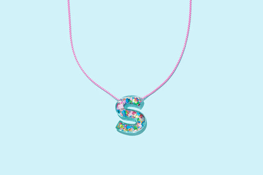 Colorful Confetti Initial Necklace - S