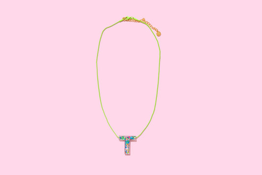 Colorful Confetti Initial Necklace - T