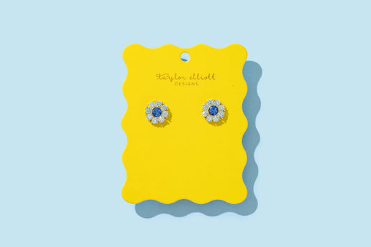 Stud Earrings - Caroline Flower Blue