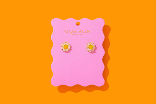Stud Earrings - Caroline Flower Yellow