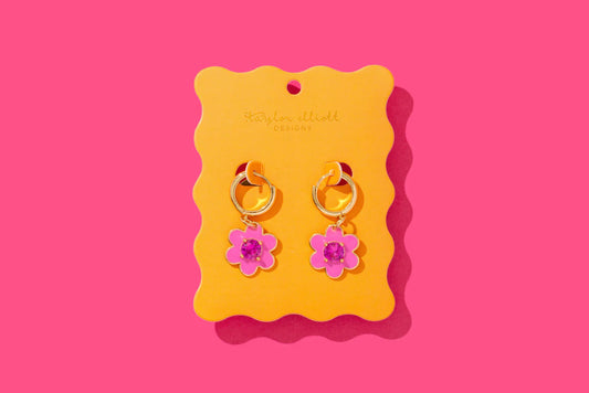 Huggie Earrings - Lucy Pink