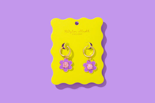 Huggie Earrings - Lucy Purple