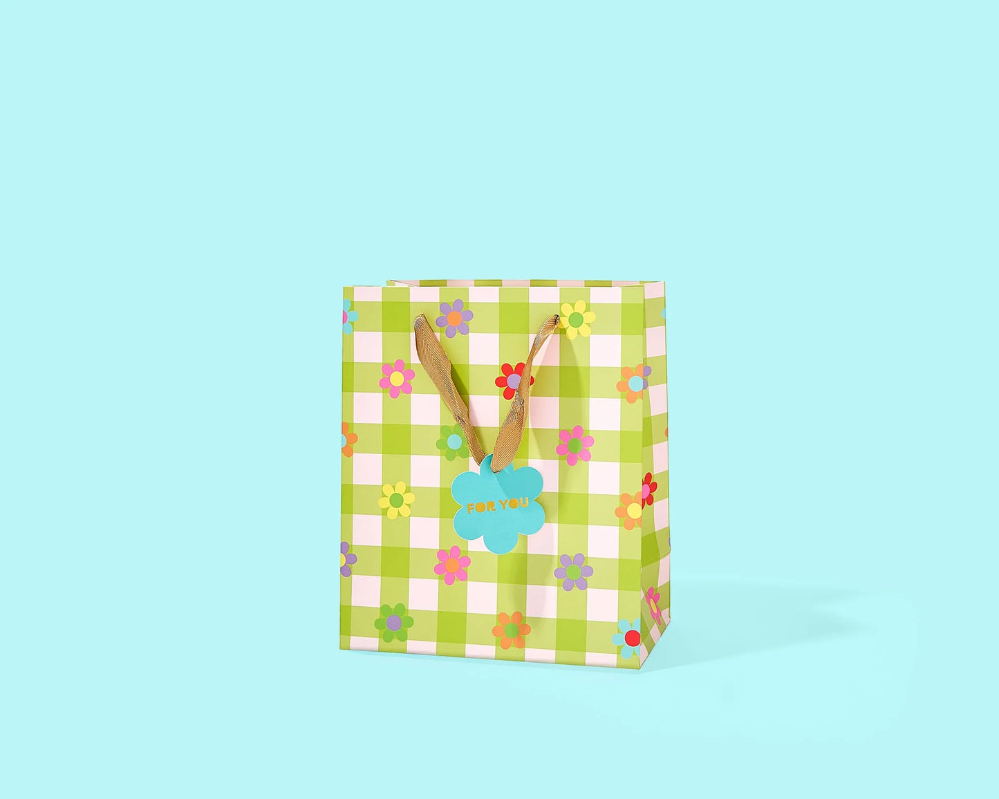 Gingham Flowers Gift Bag - Medium