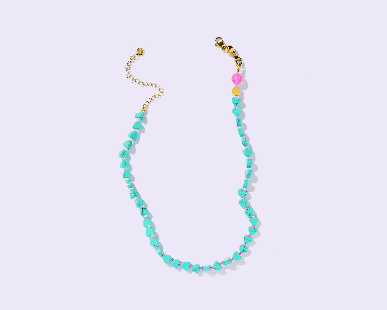 Janey Marbled Turquoise Hearts Necklace