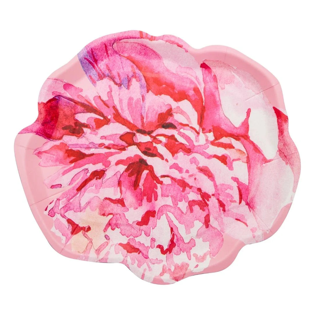 Peony Salad Plate Pink Peonies | 8pkg