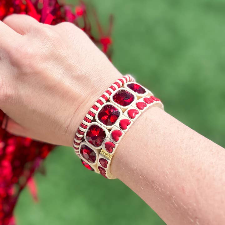 Spirit Bracelet Set - Crimson + Cream