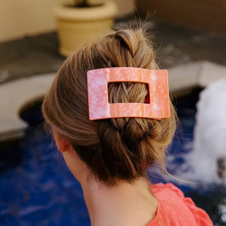 Large Flat Rectangle Hair Clip - Dreamsicle