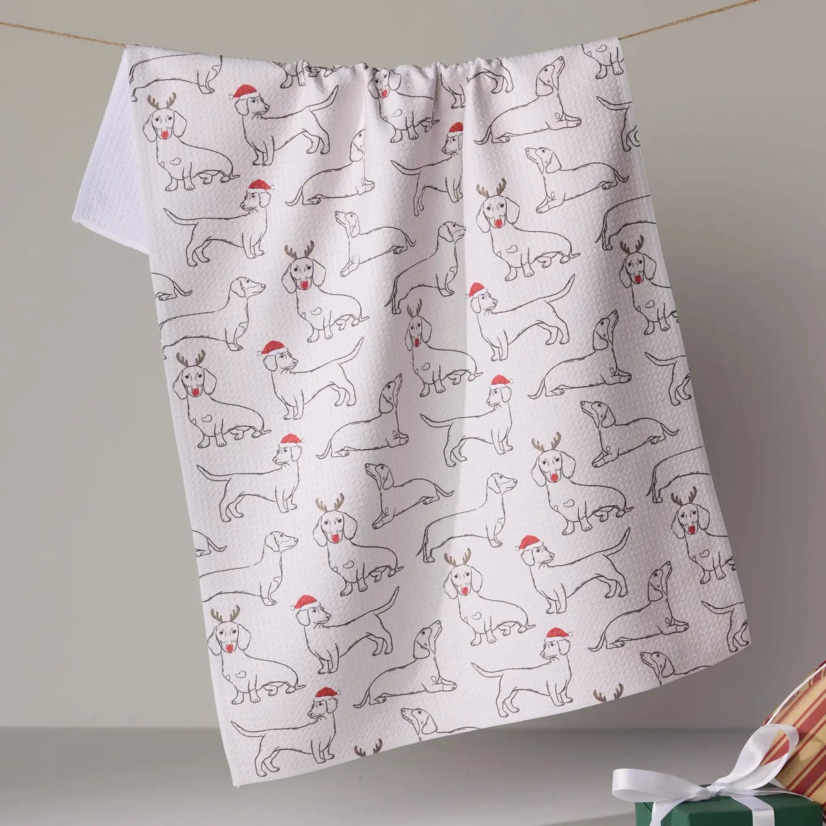 Festive Doxies Tea Towel