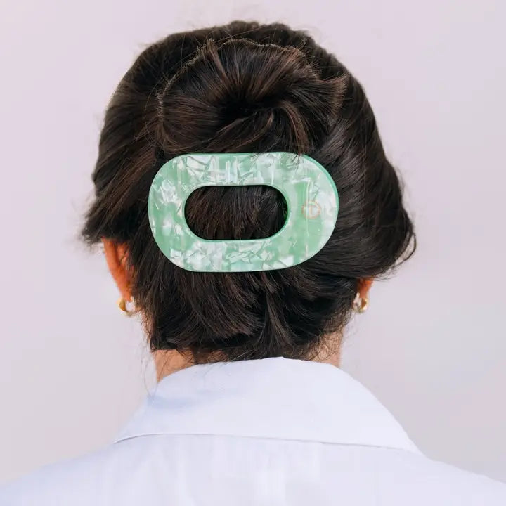 Large Flat Round Hair Clip - Spring Splash