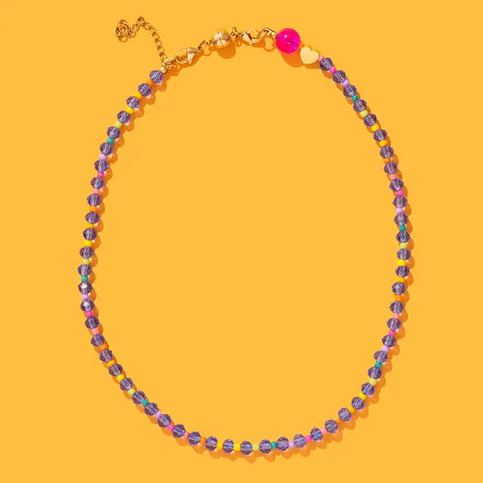 Beaded Necklace - Blue and Multi-Colored - Camille