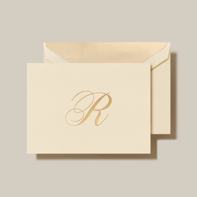 Engraved "R" Initial Note - Gold