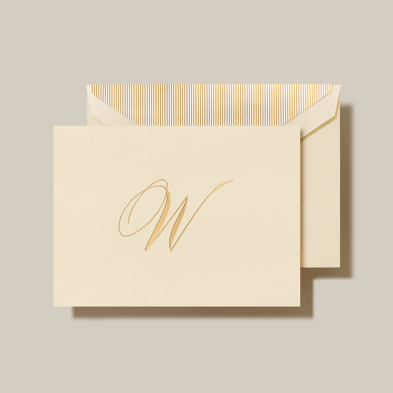 Engraved "W" Initial Note - Gold