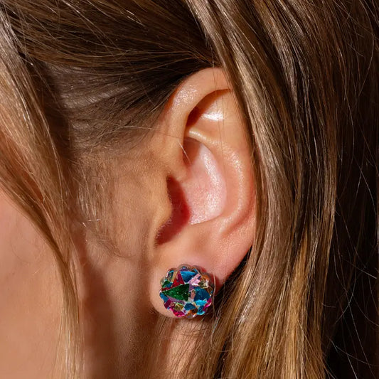 Stud Earrings - Acrylic Clouds Colorful Confetti