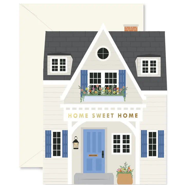 Blue Home Sweet Home Shutters Folded Greeting Card