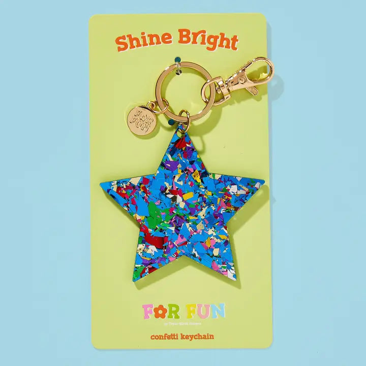 Keychain - Blue Confetti Star