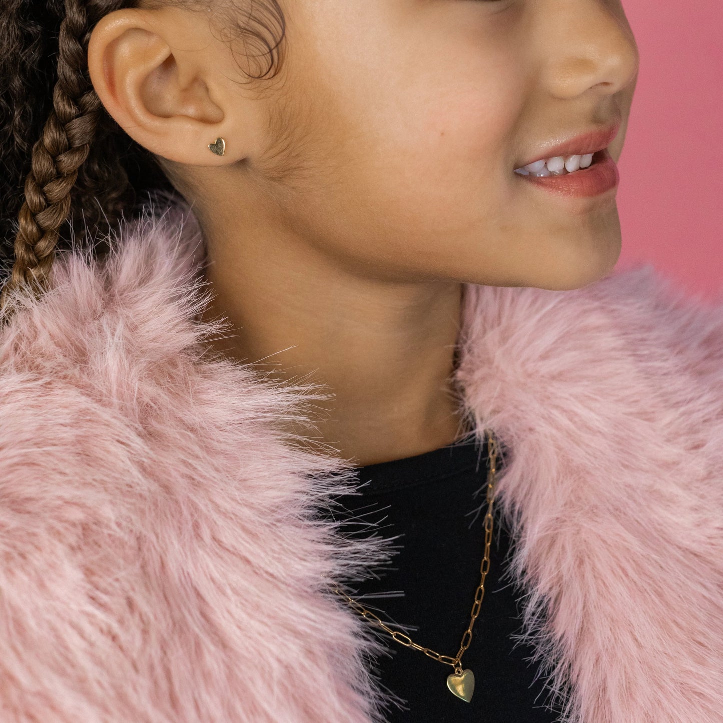 Kids Necklace & Earrings Set - Gold Hearts