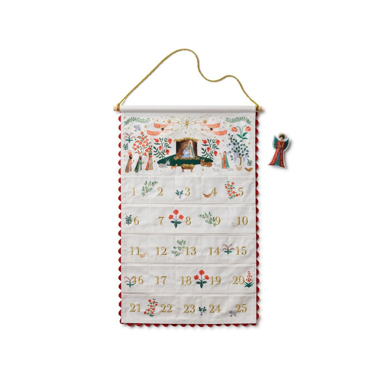 Nativity Embroidered Hanging Advent Calendar