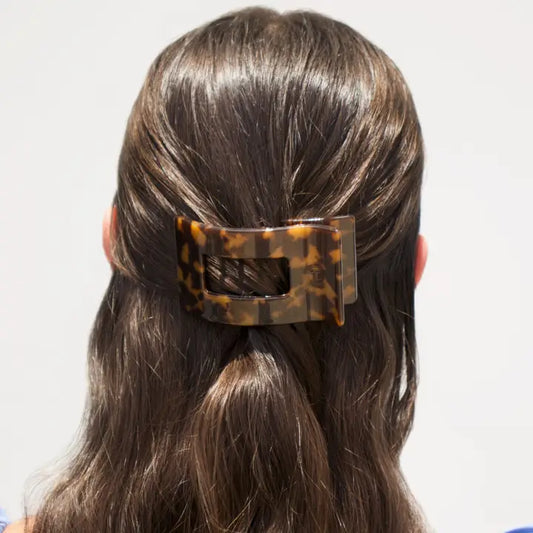 Small Flat Rectangle Hair Clip - Tortoise