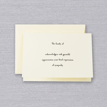 Engraved Sympathy Notes - Block Font, Ecru Paper