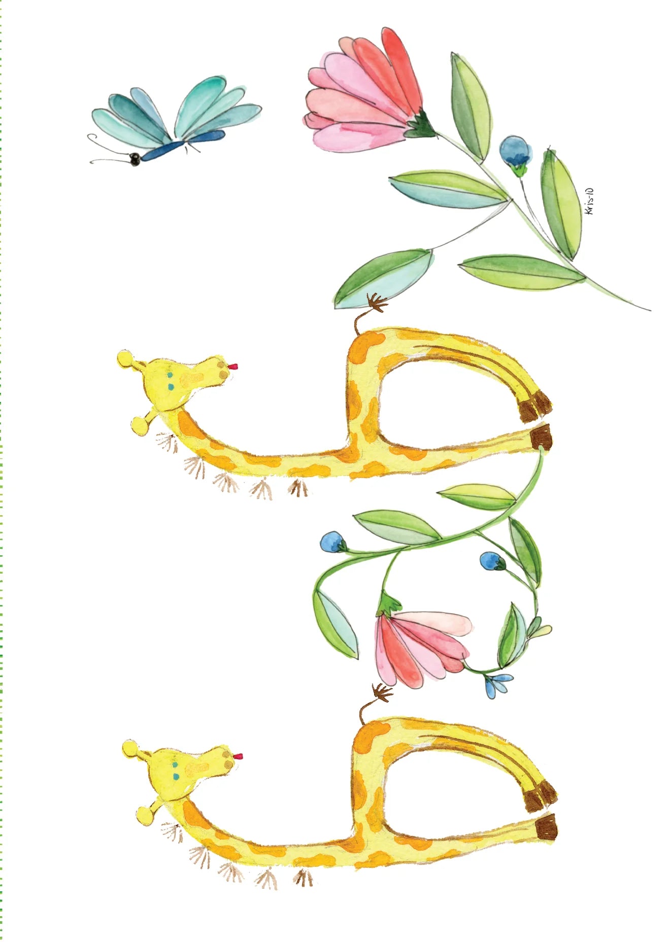 Baby Giraffe Floral Greeting Card