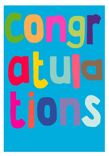 Greeting Card - Multi-Color Letters Congratulations