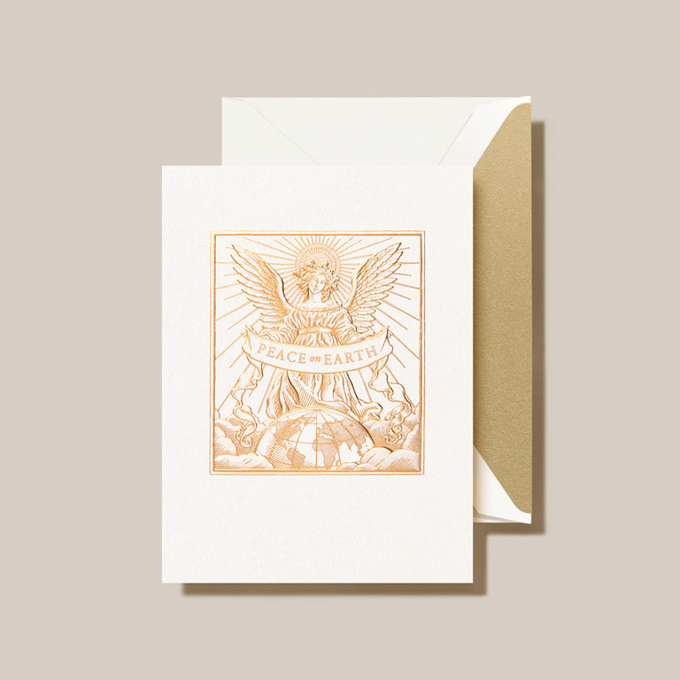 Engraved Holiday Cards - Peace on Earth Angel