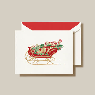 Engraved Holiday Card - Santa's Sleigh