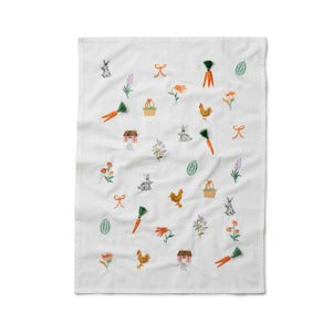 Tea Towel Embroidered - Spring Farm