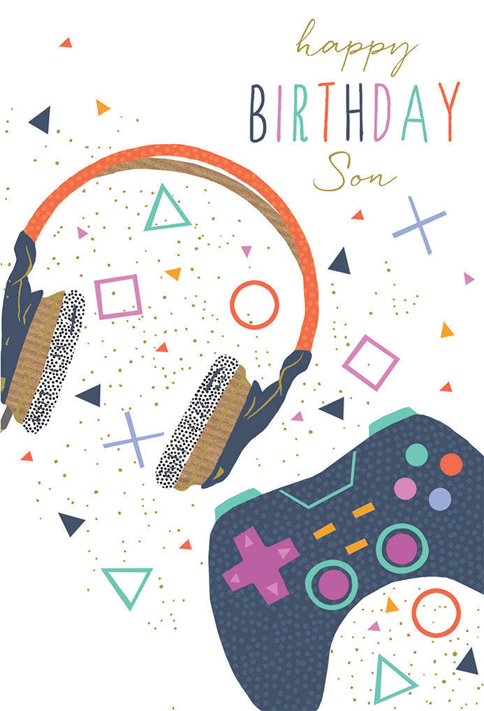 Headphones & Controller Birthday Card Son