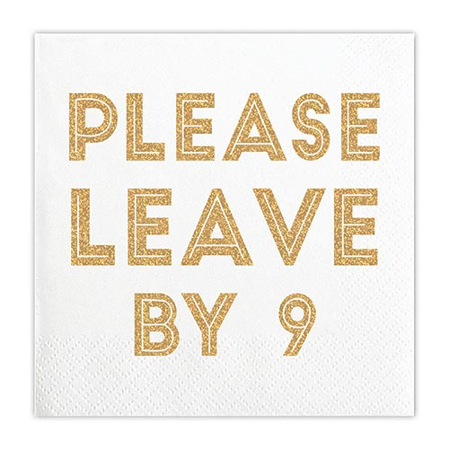 Beverage Napkin - Gold Foil - Leave By 9