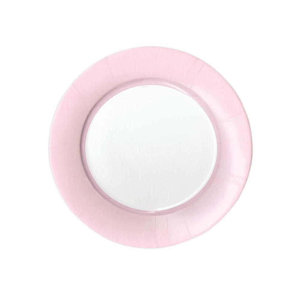 Linen Border Dinner Plates - Petal Pink