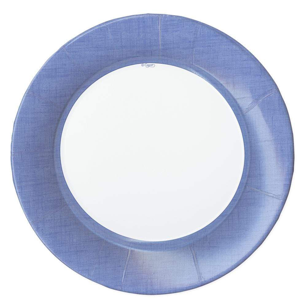 Linen Border Dinner Plates - Blue II